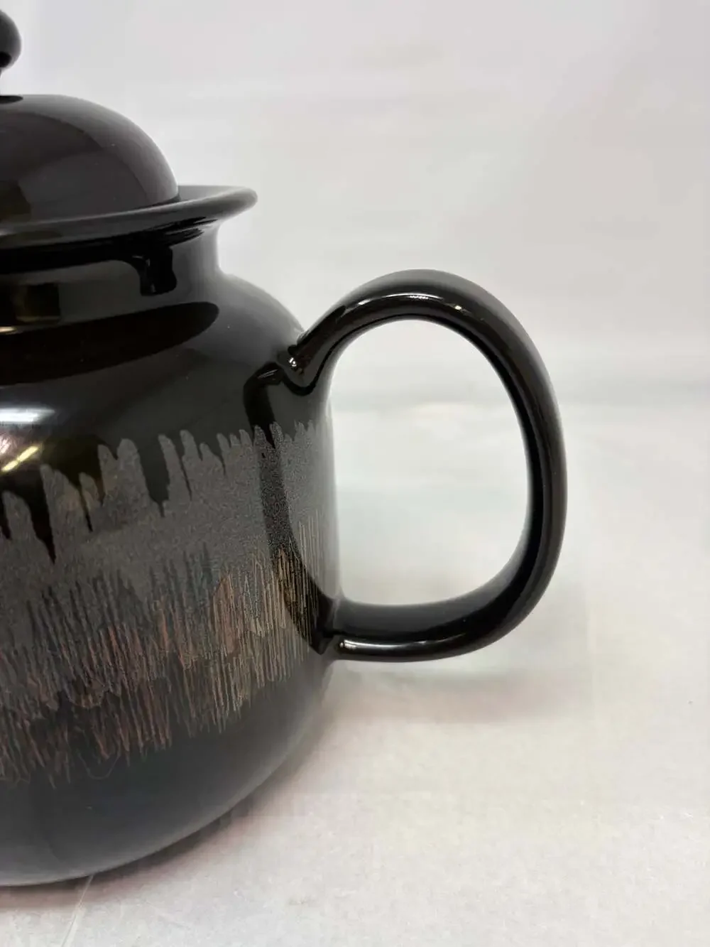 Vintage Arabia Finland Aurora Borealis Black Ceramic Teapot by Inkeri Leivo
